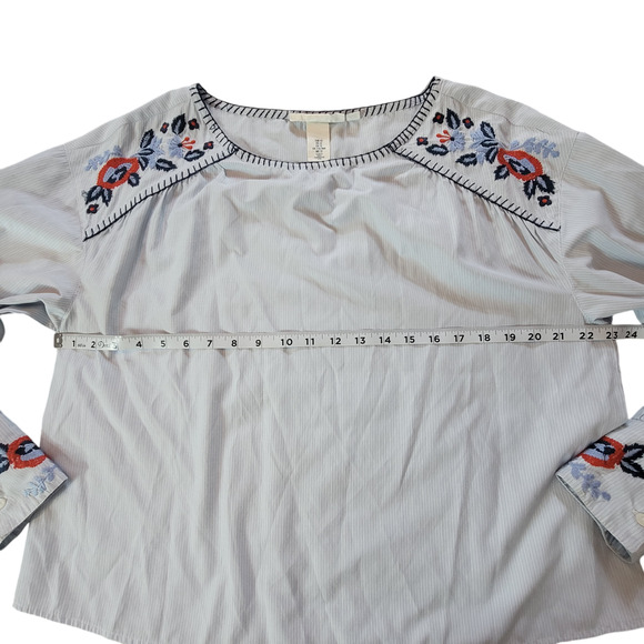 L.O.G.G. Label Of Graded Goods H&M Embroidered Cotton Blouse Women's Size 12 - Picture 4 of 11